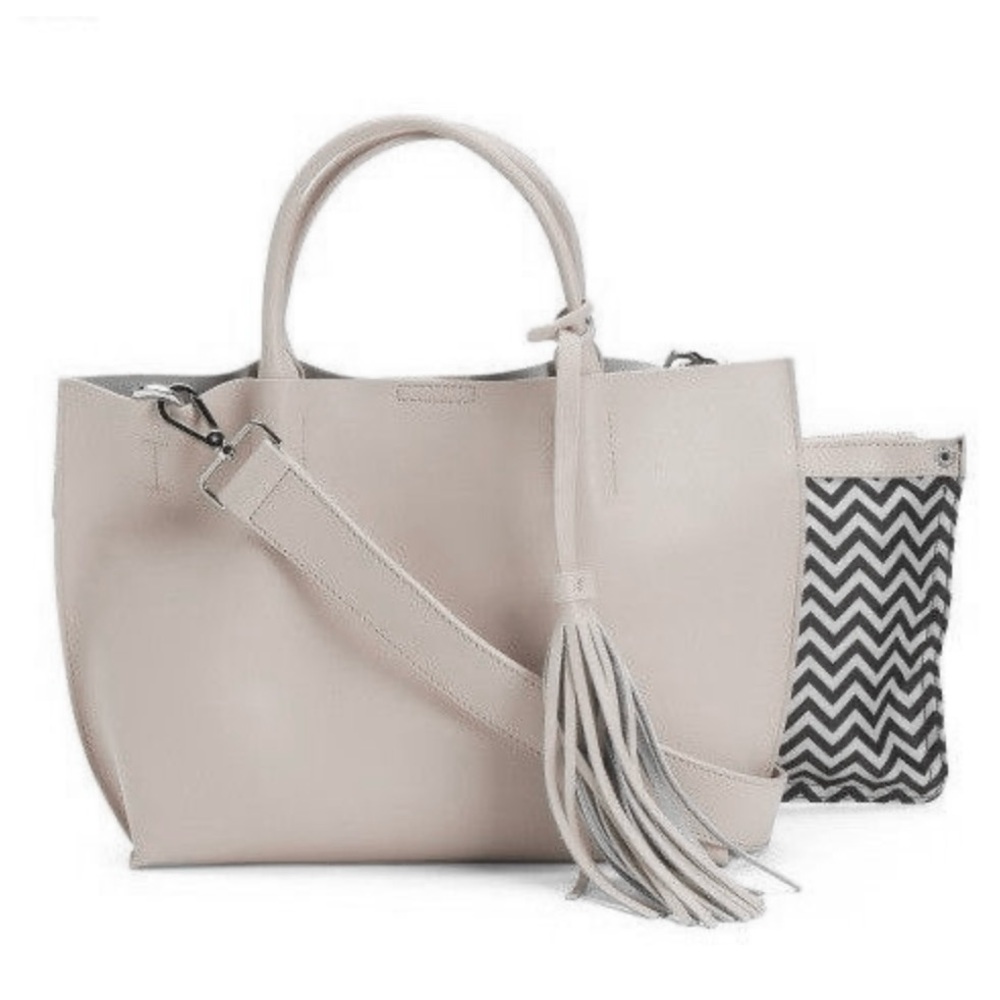 Co-Lab Leather Tote Shoulder Bag Cream